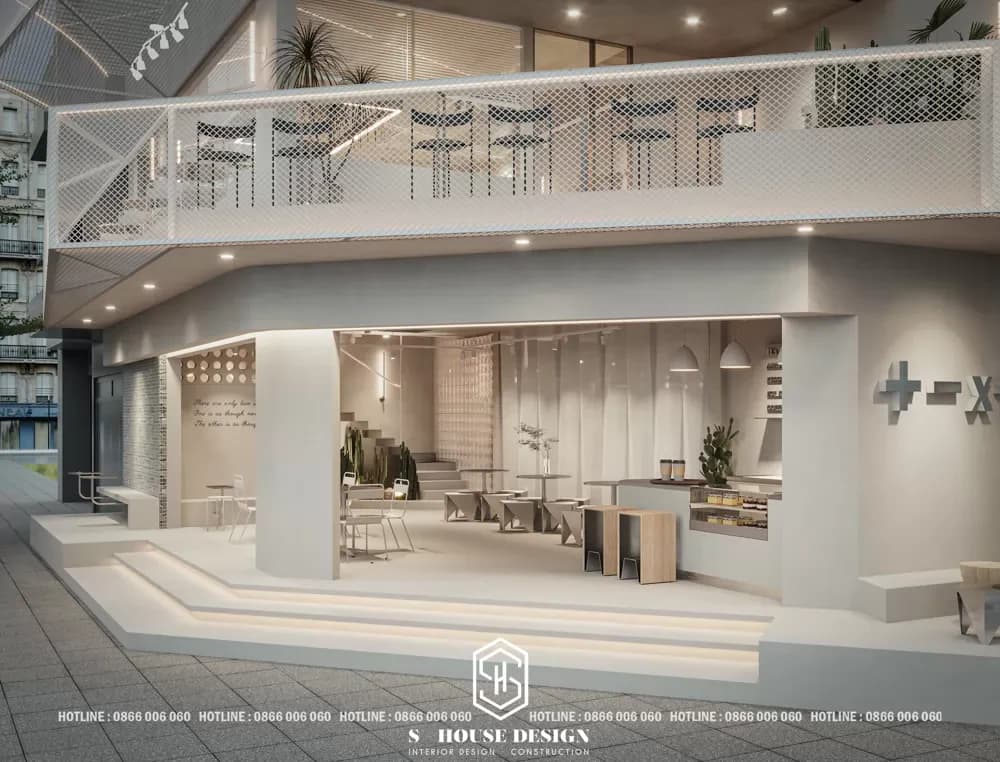 Thiết kế quán cafe 2 mặt tiền phong cách minimalism tối giản (5)