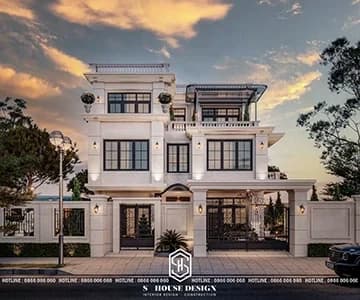 Thiết Kế Kiến Trúc Biệt Thự Tân Cổ Điển Nhà Cô Chín Mỹ Gia