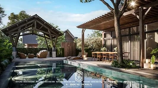Thiết kế biệt thự vườn anh Chung KĐT Giáng Hương