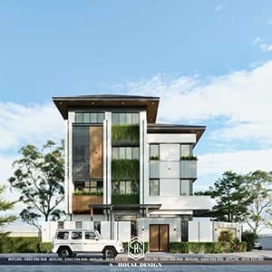 Thiết kế kiến trúc nhà phố 3 tầng 1 tum tại Vinh