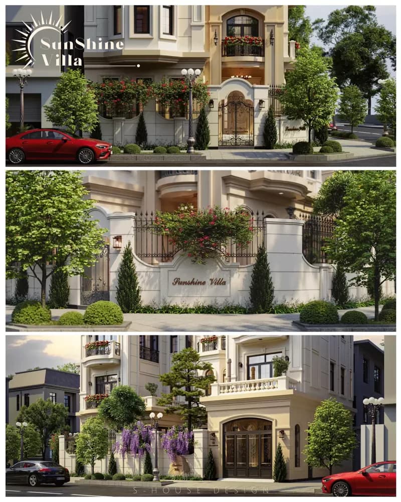 Thiết Kế Kiến Trúc Biệt Thự Tân Cổ Điển Lô Góc (5)