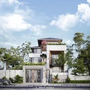 Thiết kế kiến trúc nhà phố mái thái hiện đại