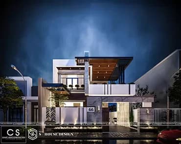 Thiết kế biệt thự hiện đại có gara để xe