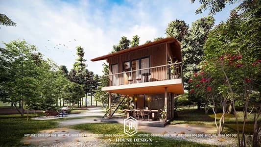 thiết kế nhà gỗ bungalow homestay farmstay