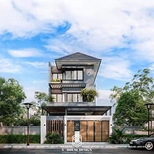 Thiết kế kiến trúc nhà phố mái thái anh Thịnh