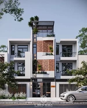 Thiết kế kiến trúc nhà phố 3 tầng đơn giản