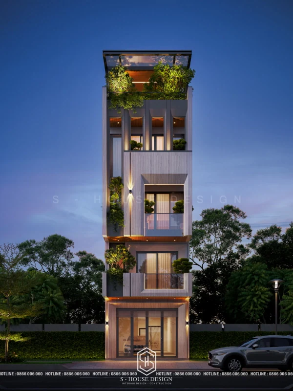 Thiết Kế Nhà Phố 4 Tầng 1 Tum Phong Cách Hiện Đại